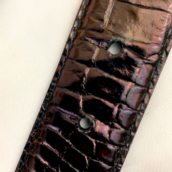 Brighton Brown leather belt, silver pin buckle with rhinestones size 34 - Picture 6 of 7